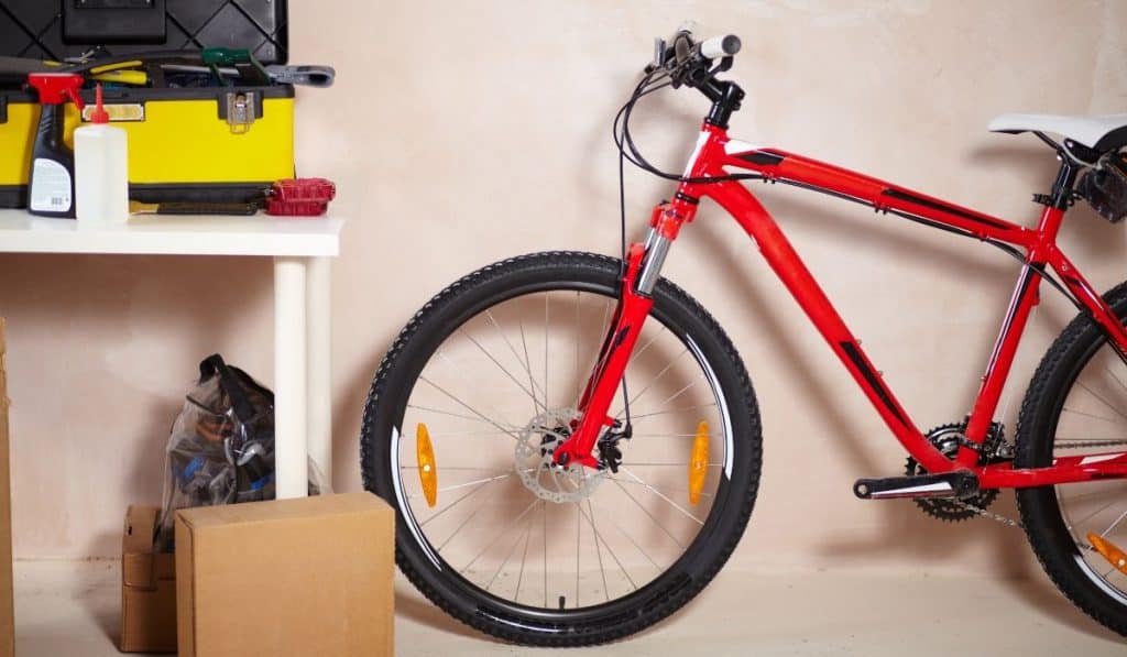 bike stored in the garage